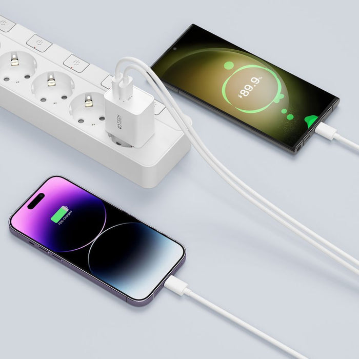 Tech-Protect NC30W USB-C PD 30W / USB-A QC 3.0 charger - white
