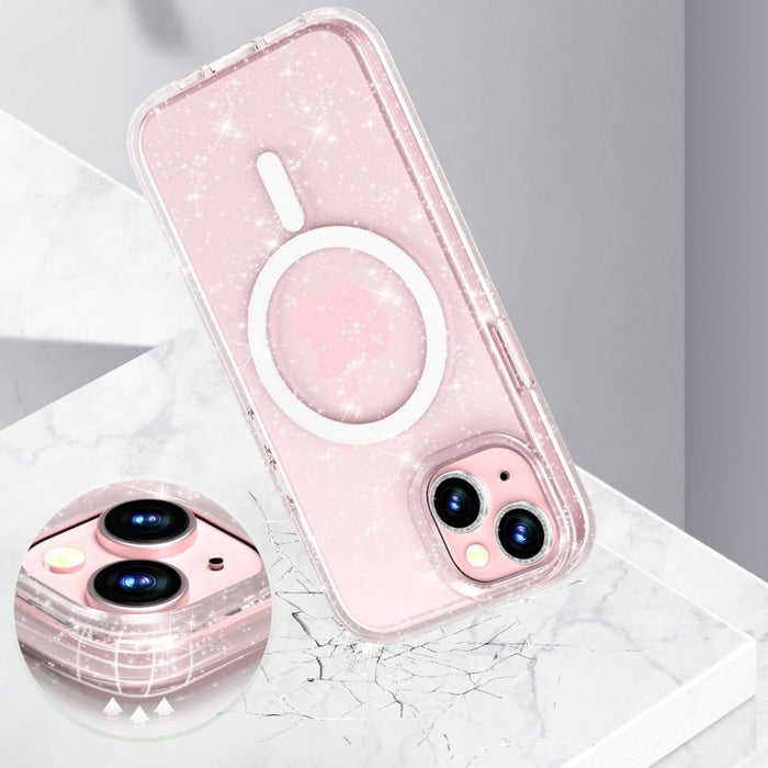 Tech-Protect FlexAir Hybrid MagSafe iPhone 15 Case - Clear Glitter