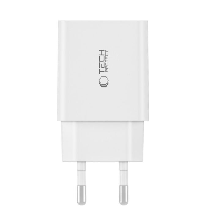 Tech-Protect C35W 2x USB-C PD 35W Wall Charger with USB-C / Lightning Cable - White