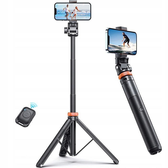 Tech-Protect L03S Bluetooth selfie stick with remote control, tripod up to 148cm and 180 head - white