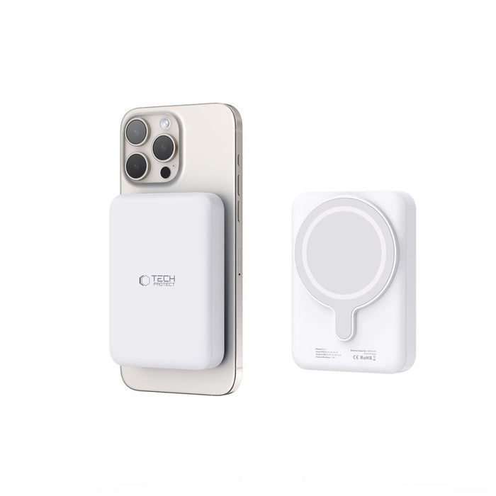 Tech-Protect LifeMag PB11 Powerbank with MagSafe 10000mAh 15W USB-C port - white + USB-C cable
