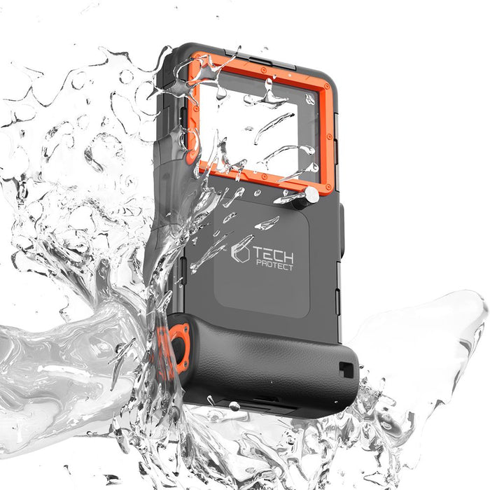 Tech-Protect Waterproof Case IPX8 for 4.7-6.7" Smartphones - Black and Orange