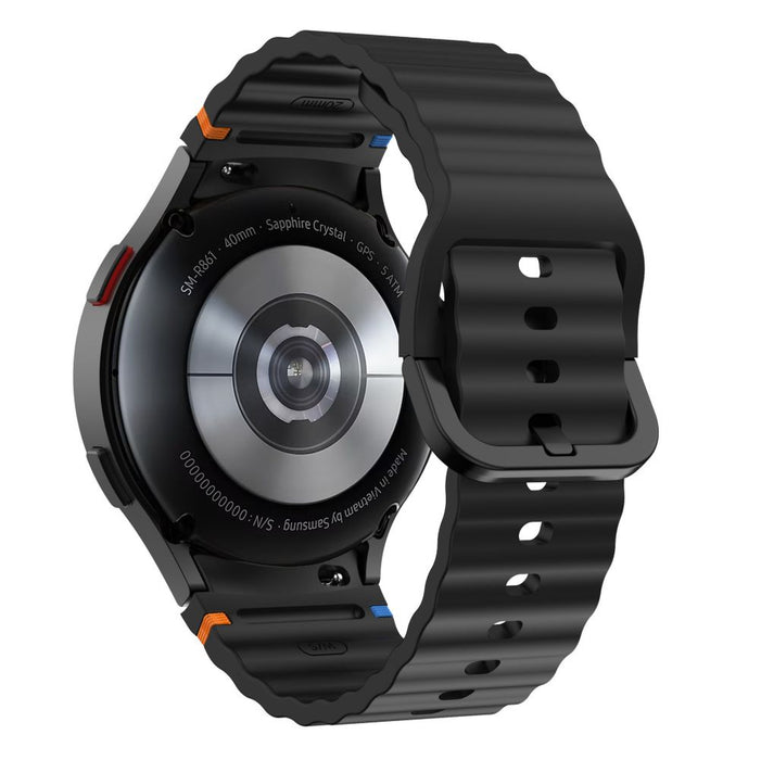 Tech-Protect Silicone Sport Strap for Samsung Galaxy Watch 4 / 5 / 5 Pro / 6 / 7 / FE - Black