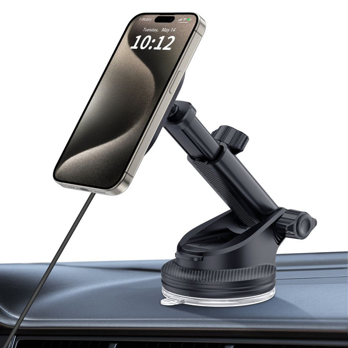 Tech-Protect MM15W-V6 15W Car Charger Holder with MagSafe for Dashboard and Air Vent - Black