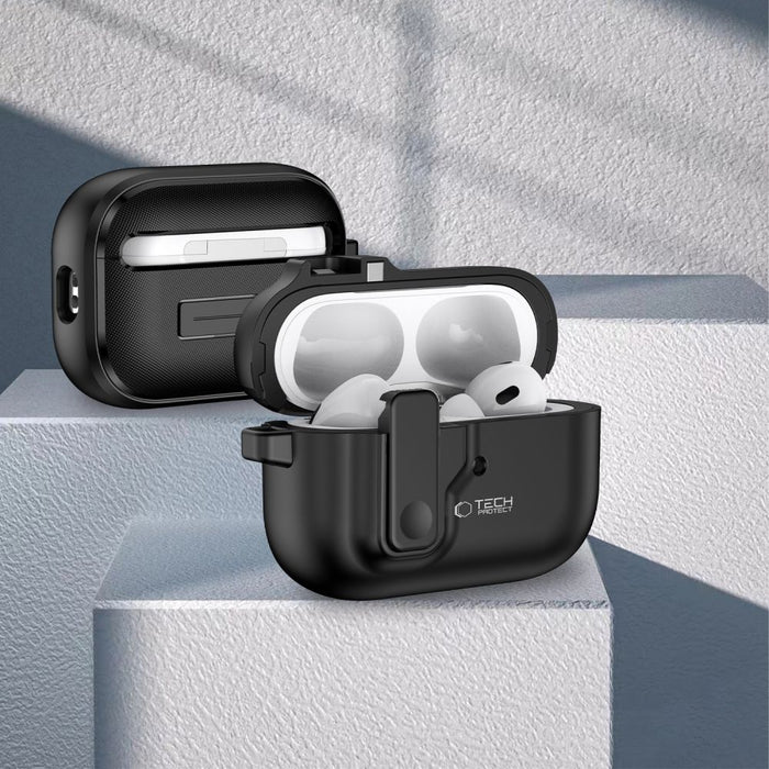 Tech-Protect Slim Hook Case with Carabiner for Apple AirPods Pro 1 / 2 - Black