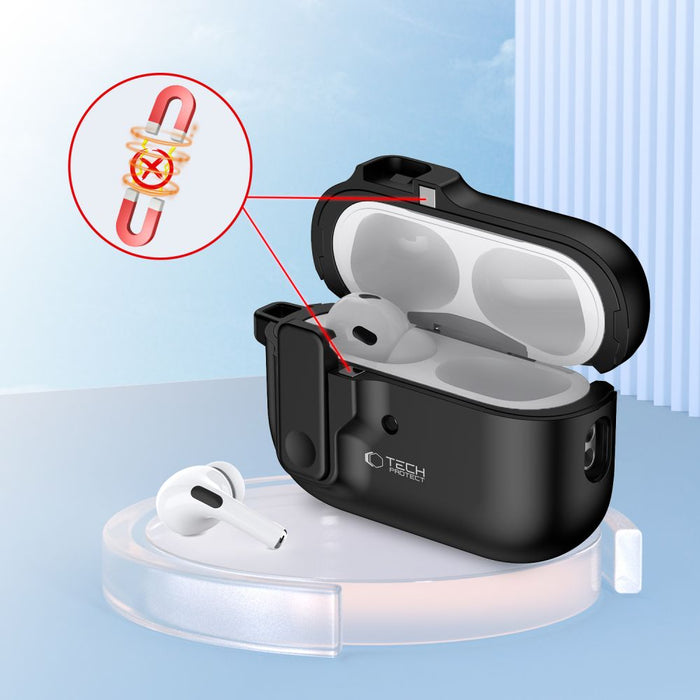 Tech-Protect Slim Hook Case with Carabiner for Apple AirPods Pro 1 / 2 - Black
