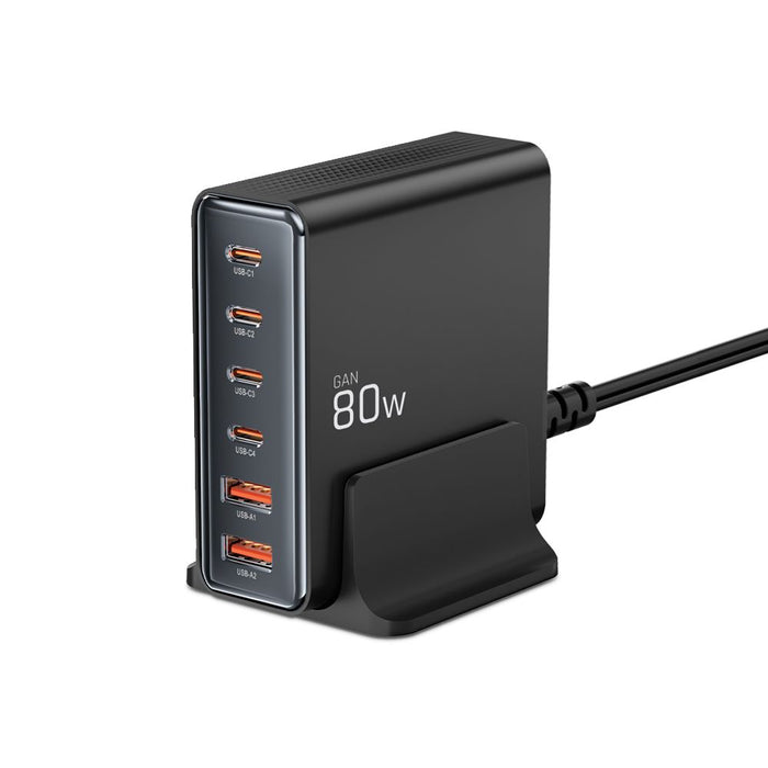 Tech-protect DC80W-GAN 6-PORT PD80W/QC3.0 Charging Station - Black