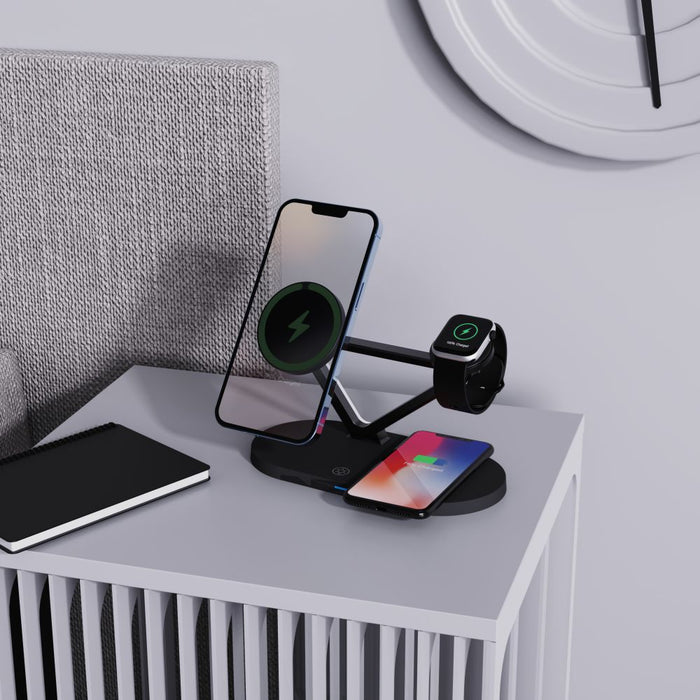 Tech-Protect QI15W-A41 3in1 Wireless Charger with MagSafe for Apple Devices - Black