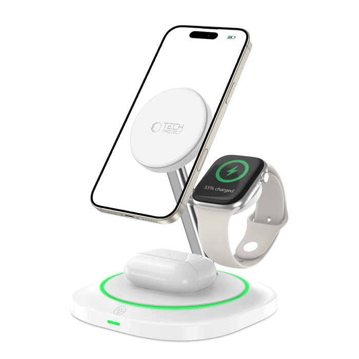 Tech-Protect QI15W-A46 3in1 Magnetic MagSafe Inductive Charger - White