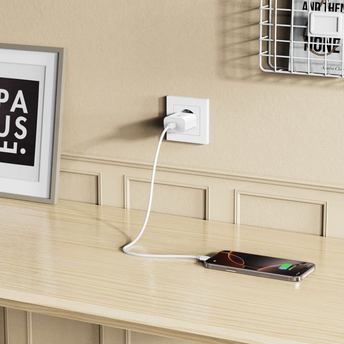 Tech-Protect NC20W PD20W USB-C wall charger with USB-C cable - white