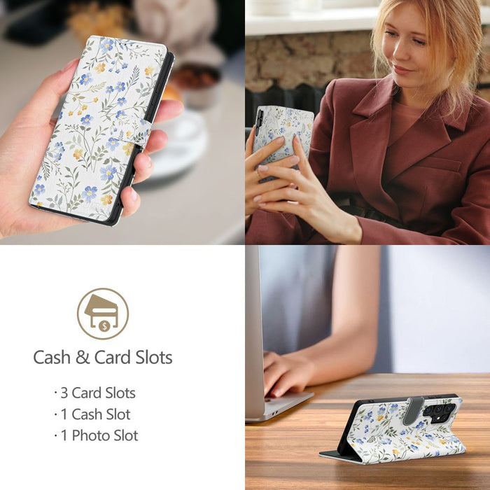 Tech-Protect Wallet Case for Samsung Galaxy A56 5G - White Daisies
