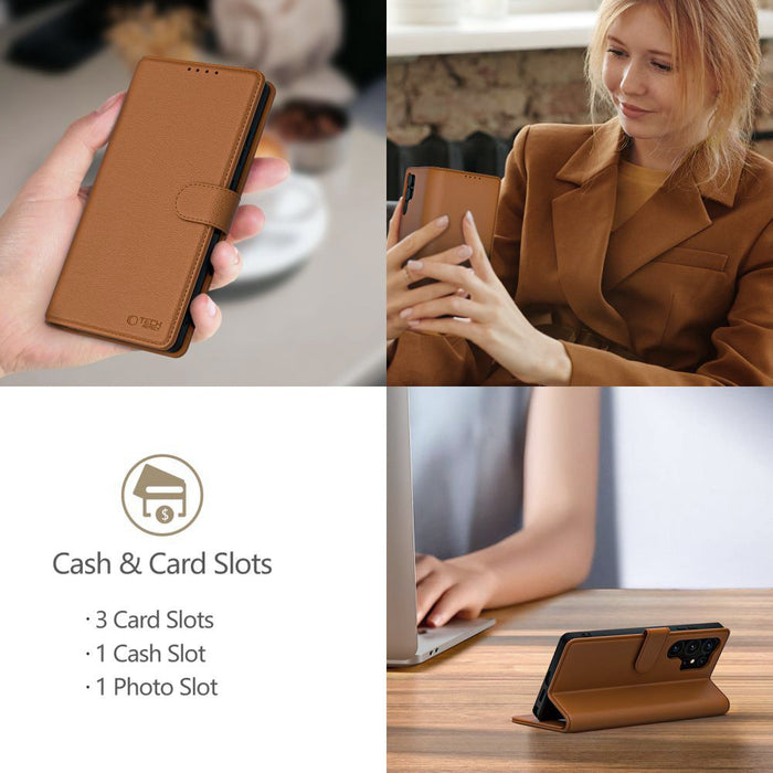 Tech-Protect Wallet Case for iPhone 16e / 17e - Brown