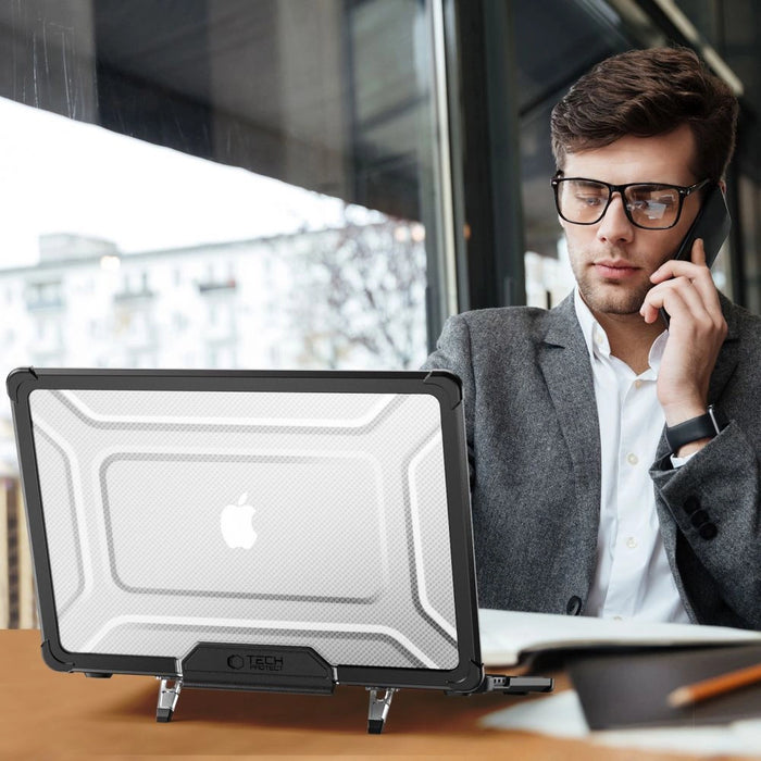 Tech-Protect SmartShell Pro case for MacBook Air 13&quot; 2023-2025 M2 / M3 / M4 - transparent and black