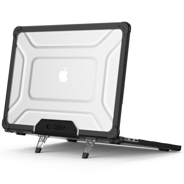 Tech-Protect SmartShell Pro case for MacBook Air 13" 2023-2025 M2 / M3 / M4 - transparent and black