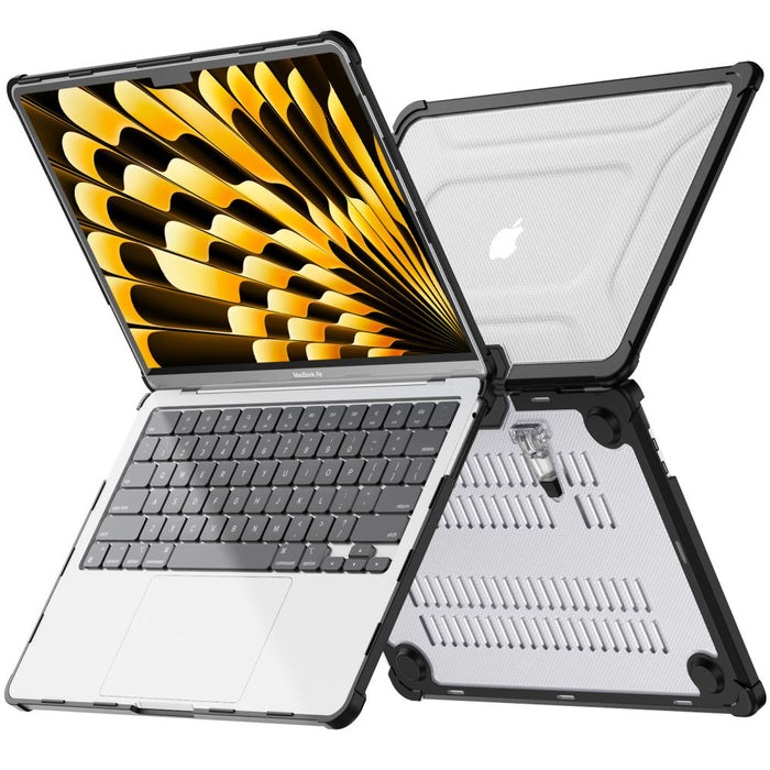 Tech-Protect SmartShell Pro case for MacBook Air 13" 2023-2025 M2 / M3 / M4 - transparent and black