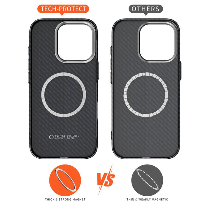 Tech-Protect Ion Carbon MagSafe Case for iPhone 16 Pro Max - Black/Grey