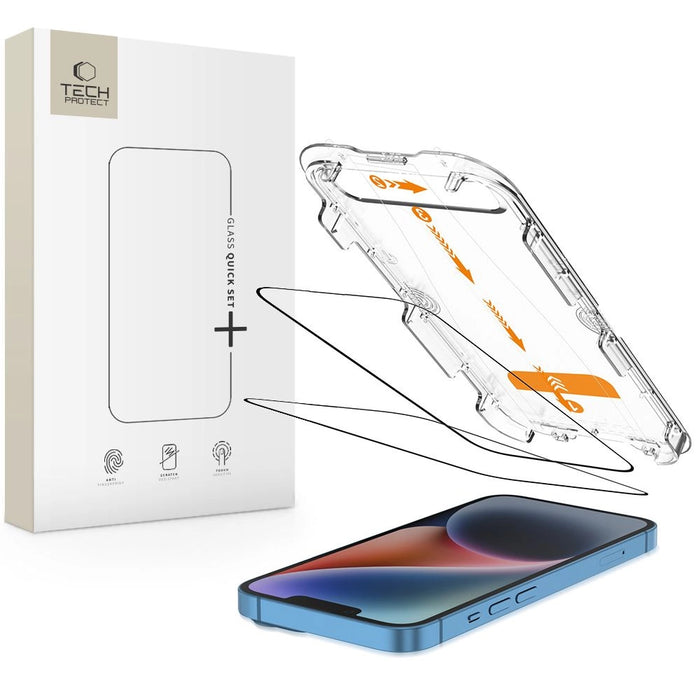 Tech-Protect Quick Set+ Tempered Glass 2-pack for iPhone 13 / 13 PRO / 14 / 16e