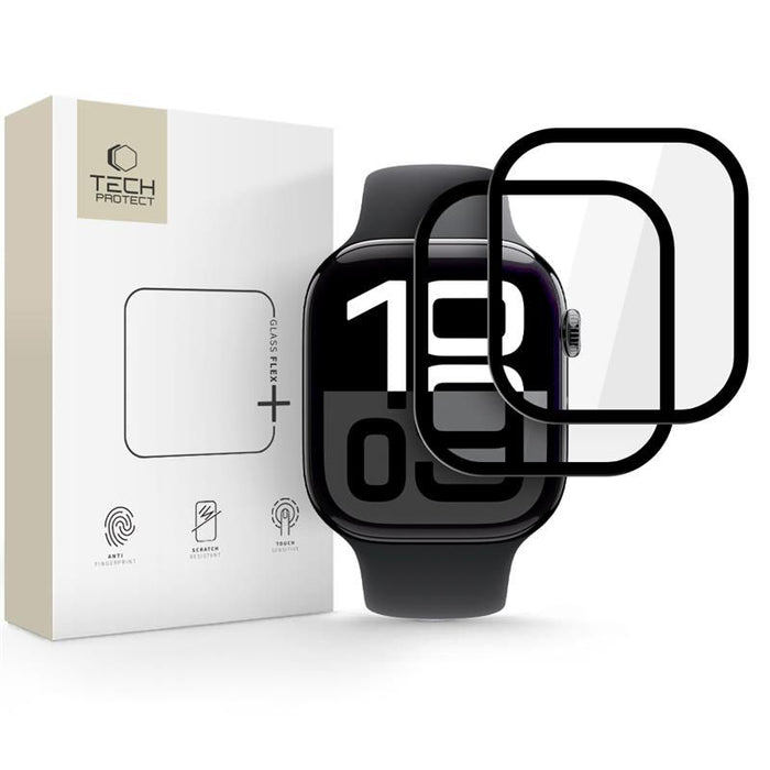 Tech-Protect Glass Flex+ Hybrid Glass 2-pack for Apple Watch 10 46mm - Black