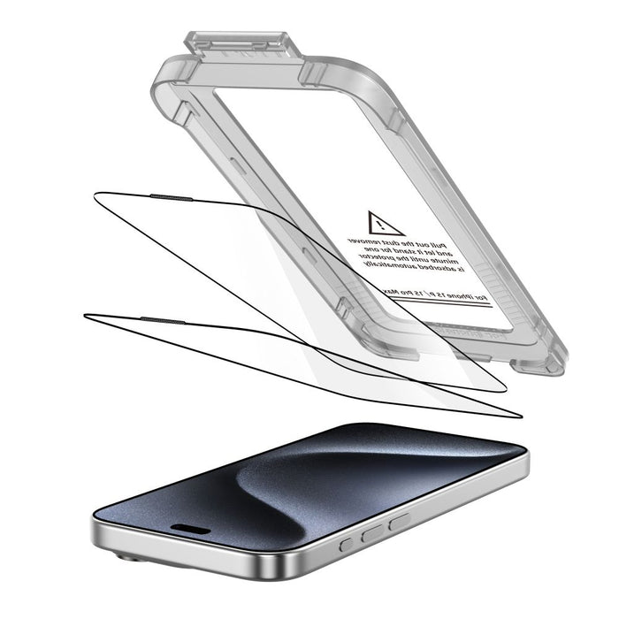Tech-Protect Quick Set+ 2-pack tempered glass for iPhone 15 Pro - black