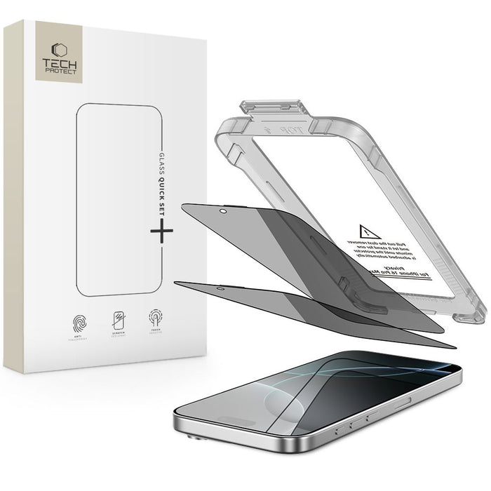 Tech-Protect Quick Set Spy+ Privacy Glass 2-pack for iPhone 16 Pro Max