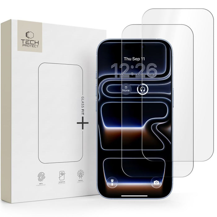 Tech-Protect Glass Fit+ 2-pack tempered glass for iPhone 16 Pro / 17 / 17 Pro - transparent