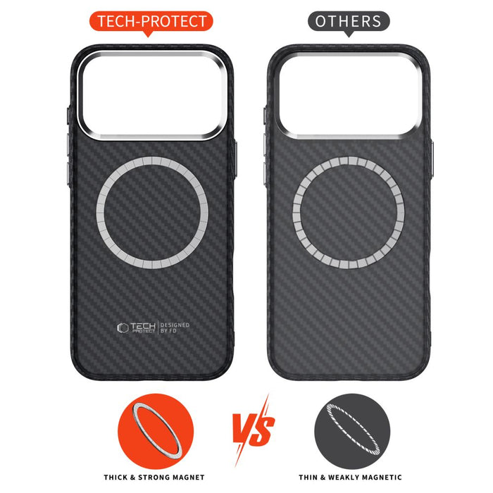 Tech-Protect Ion Carbon MagSafe case for iPhone 17 Pro - black and silver