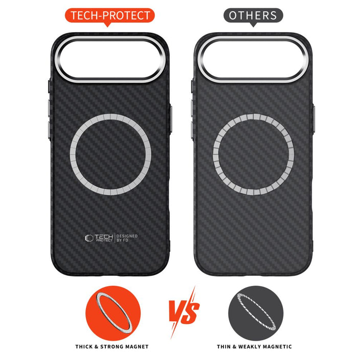 Tech-Protect Ion Carbon MagSafe Case for iPhone 17 Air - Black and Silver