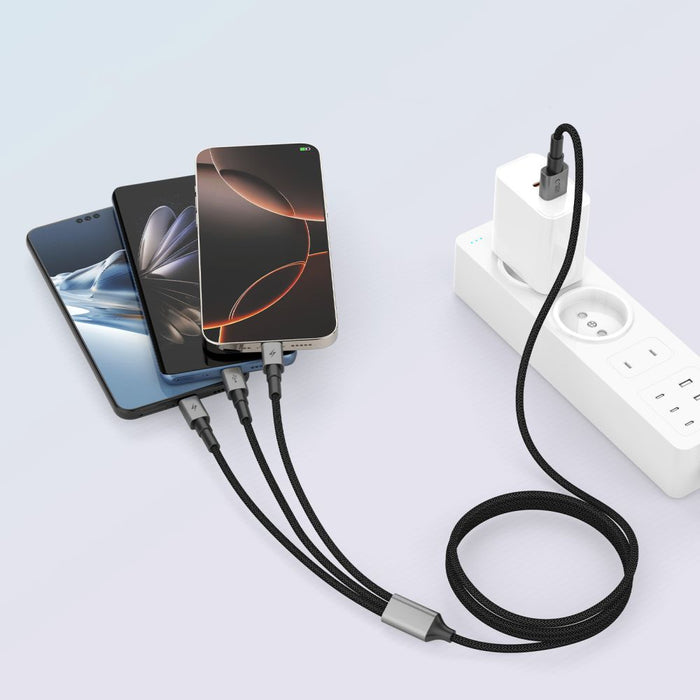 Tech-Protect UltraBoost DNA 3in1 USB-C / Micro-USB / Lightning cable 120 cm - gray