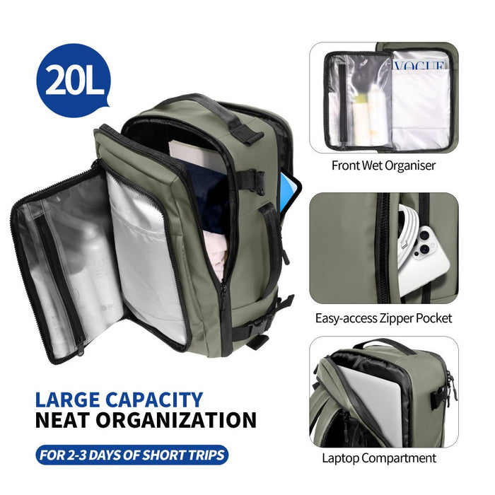 Tech-Protect Defender S50 Backpack for Ryanair &amp; Wizzar, 20L Laptop - Olive