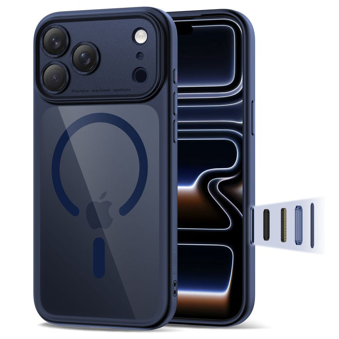 Tech-Protect Magpeak Magsafe CC Case for iPhone 17 Pro - Clear Navy Blue