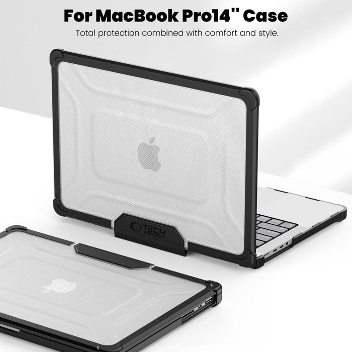 Tech-Protect SmartShell Pro case for Macbook Pro 14 M1 / M2 / M3 / M4 / M5 2021-2025 - black and transparent