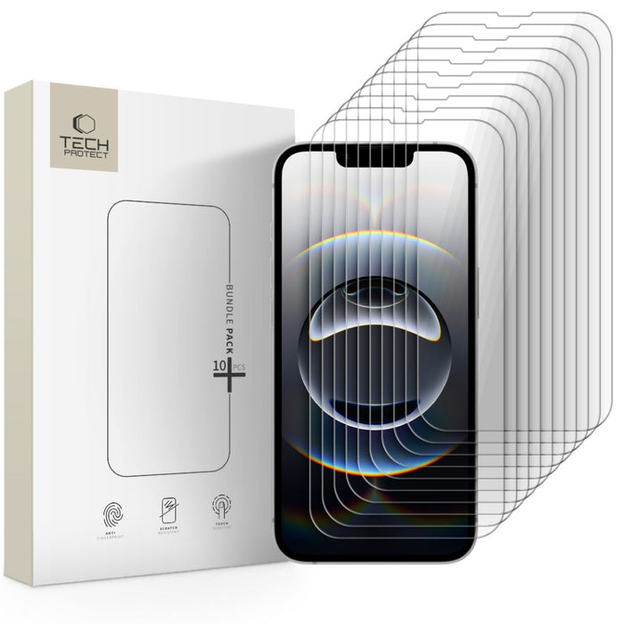 Tech-Protect Tempered Glass Bundle 10-pack for iPhone 13 / 13 Pro / 14 / 16e / 17e