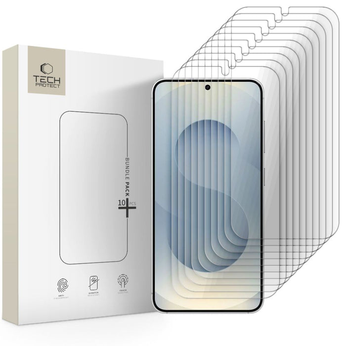CLEAR Tech-Protect Tempered Glass Bundle 10-pack for Samsung Galaxy S24/S25
