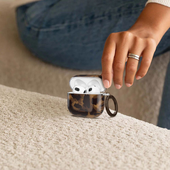 Tech-Protect Lamano case for AirPods 4 - brown and black