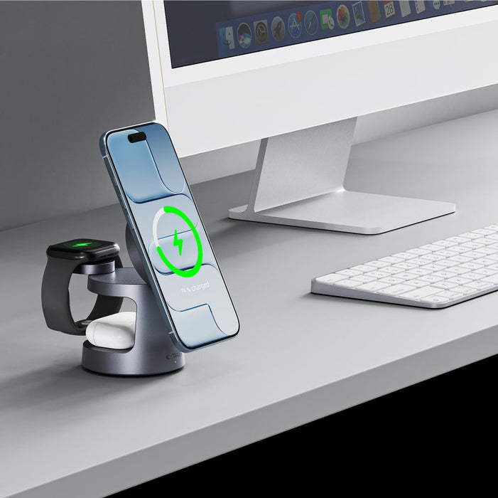 Tech-Protect QI2.2-25W-A48 3in1 Magnetic Wireless Charger - Navy Blue