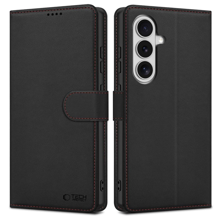 Tech-Protect Wallet Case for Samsung Galaxy S26 - Black and Red