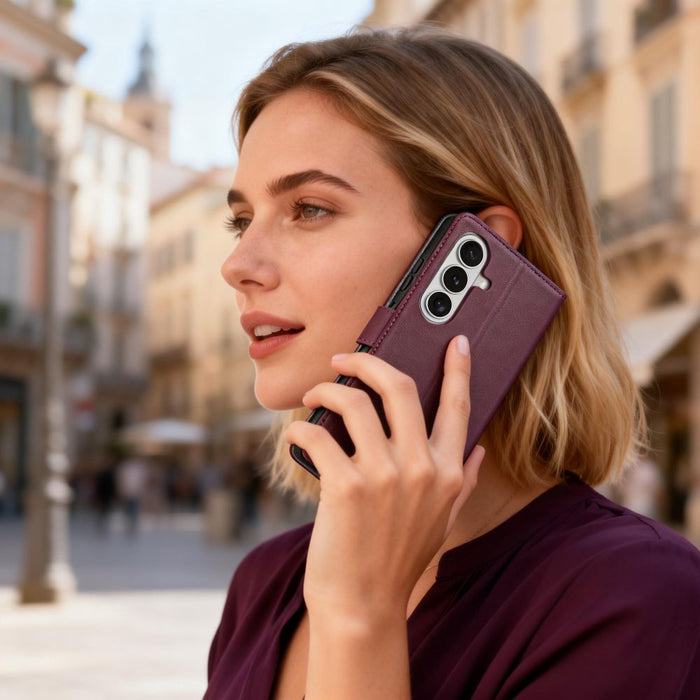 Tech-Protect Wallet Case for Samsung Galaxy S26 - Burgundy