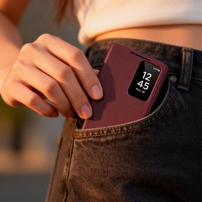 Tech-Protect Wallet Case for Samsung Galaxy S26+ - Burgundy