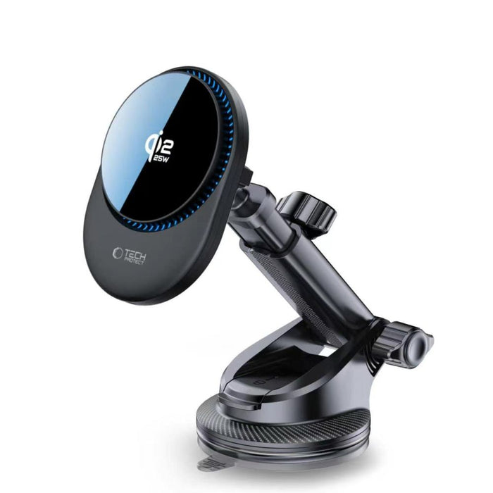 Tech-Protect V21 MagSafe Car Holder with 25W QI2.2 Inductive Charger for Cockpit/Windshield/Air Vent - Black