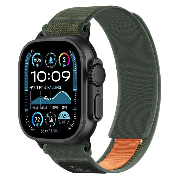 Tech-Protect Nylon Elite Strap for Apple Watch 44/45/46/49 mm - Green/Orange