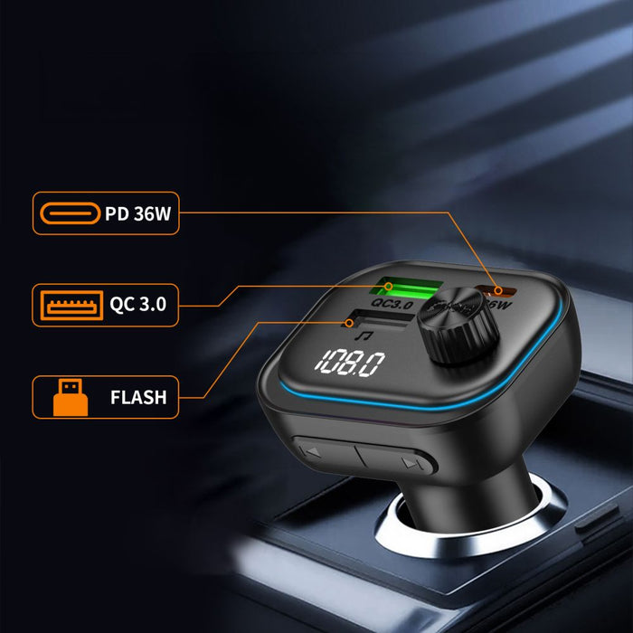 Tech-Protect CC07 3-Port PD 54W Car Charger + Bluetooth FM Transmitter - Black