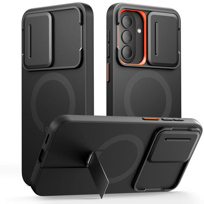 Tech-Protect Kevlar Aura MagSafe Case for Samsung Galaxy A57 - Black and Orange