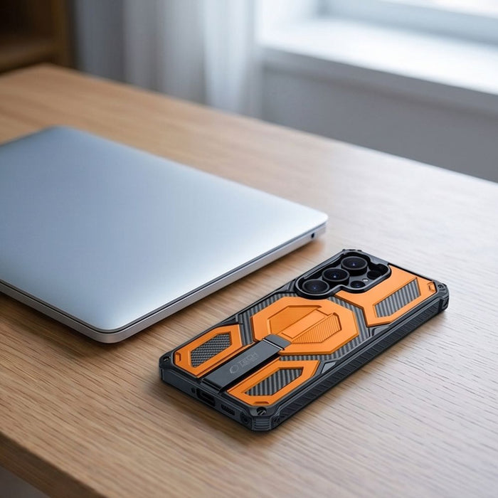Tech-Protect MagBlast MagSafe Case + Tempered Glass 2-Pack for Samsung Galaxy S26 Ultra - Black and Orange