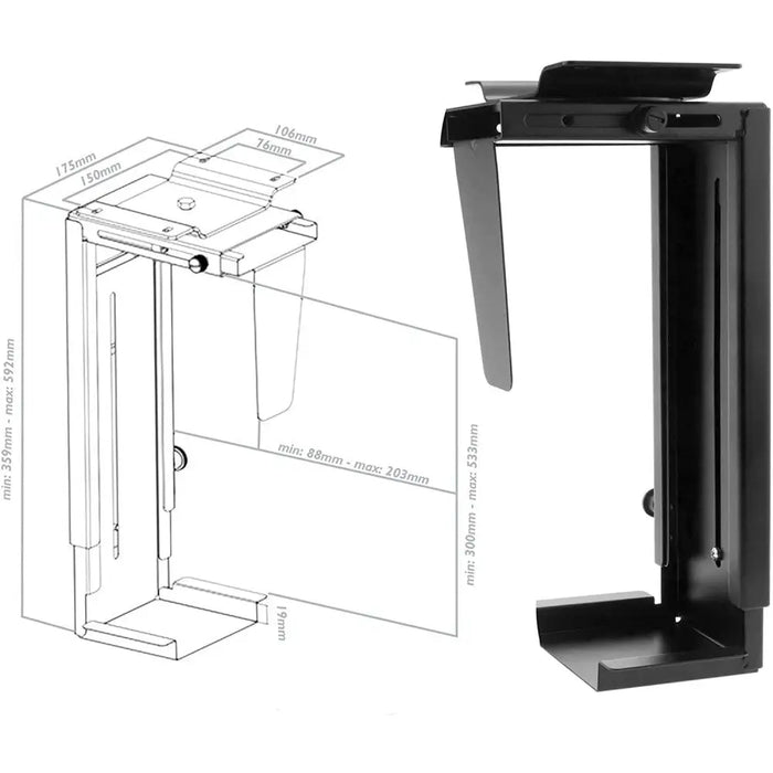 Techly ICA-CS 66 CPU holder Under desk CPU holder Black - MountsKOM-UCH<<<ComputersKOM<<<ActionPL