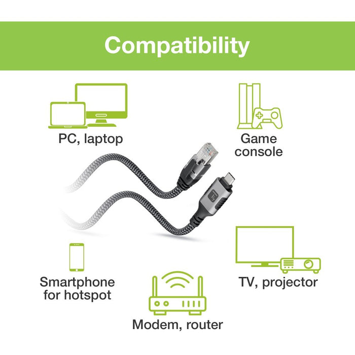 Techly ICOC U3C-RJ45-010 networking cable Silver, Black 1 m Cat6 F/UTP (FTP)