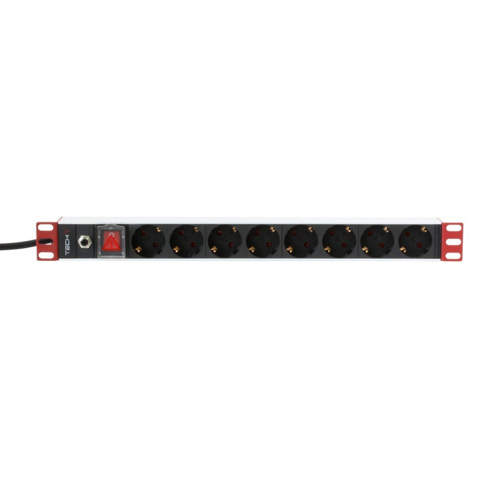 Techly Rack 19" Power Strip 8 Outlets Schuko Plug