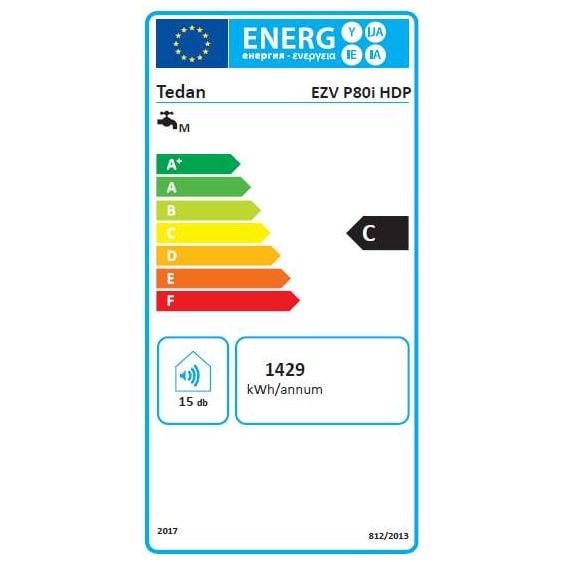 Boiler TEDAN Classic INOX 80 liters, horizontal, stainless, el. terminals on the right, 3 kW