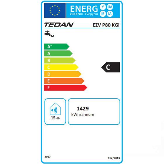 Boiler TEDAN Ceramic INOX 80 liters, vertical, stainless steel, 2.1 kW, 376878