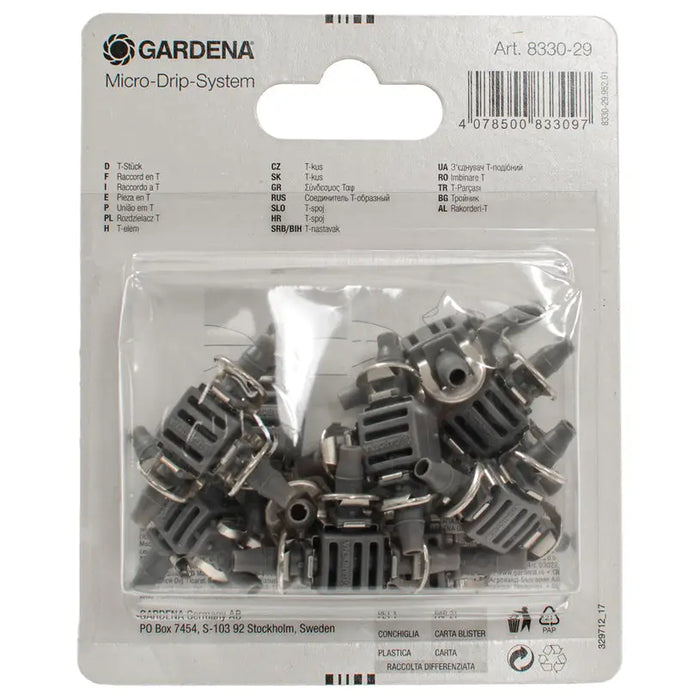 TEE 3/16 10PCS GARDENA 08330-29 / 13211-20 - Капково и подземно напояване<<<Напояване<<<Градина<<<Praktiker