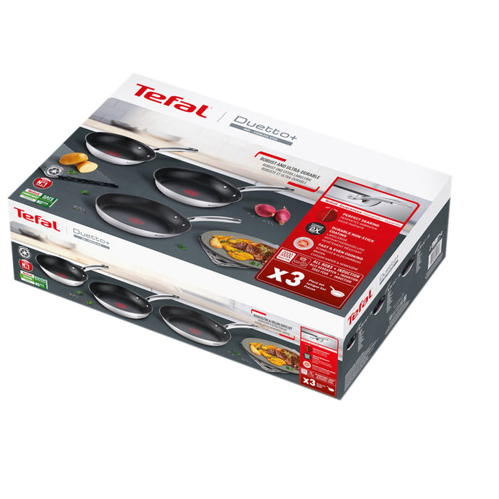 SET OF PANS 3 PIECES 20/24/28CM G732S334 DUETTO TEFAL